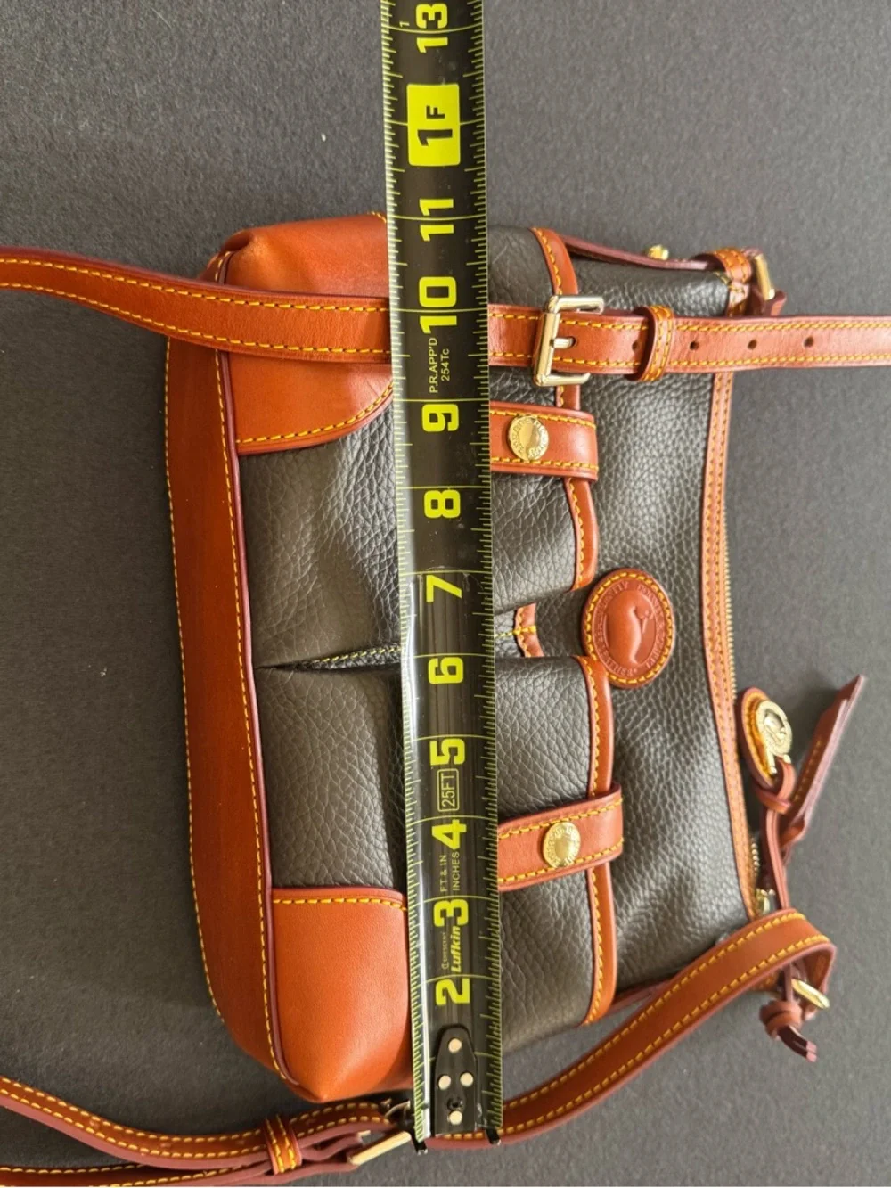 Compact Brown and Tan Leather Crossbody Bag - Picture 6 of 6